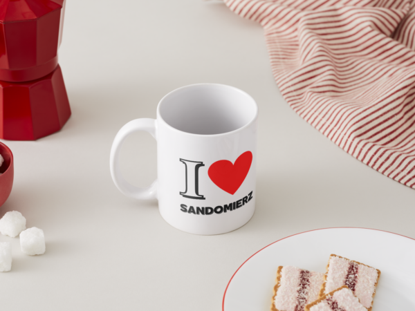 Kubek „I Love Sandomierz z Buldogiem Francuskim”